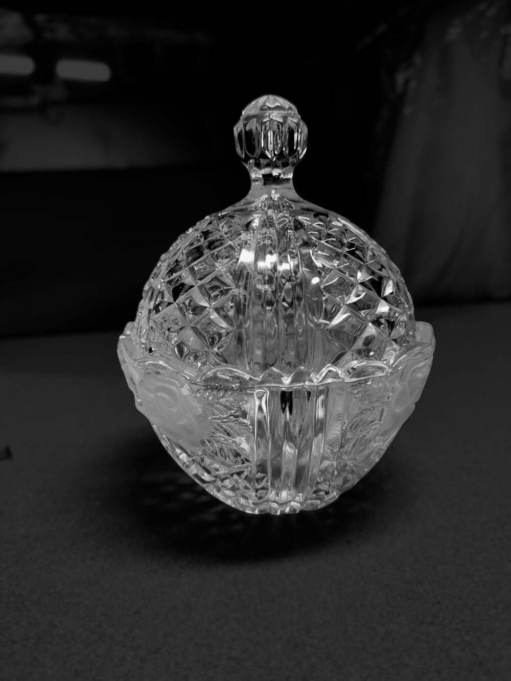 Vintage Crystal Clear Industries Dorsette Pattern Lead Crystal Candy Dish with F